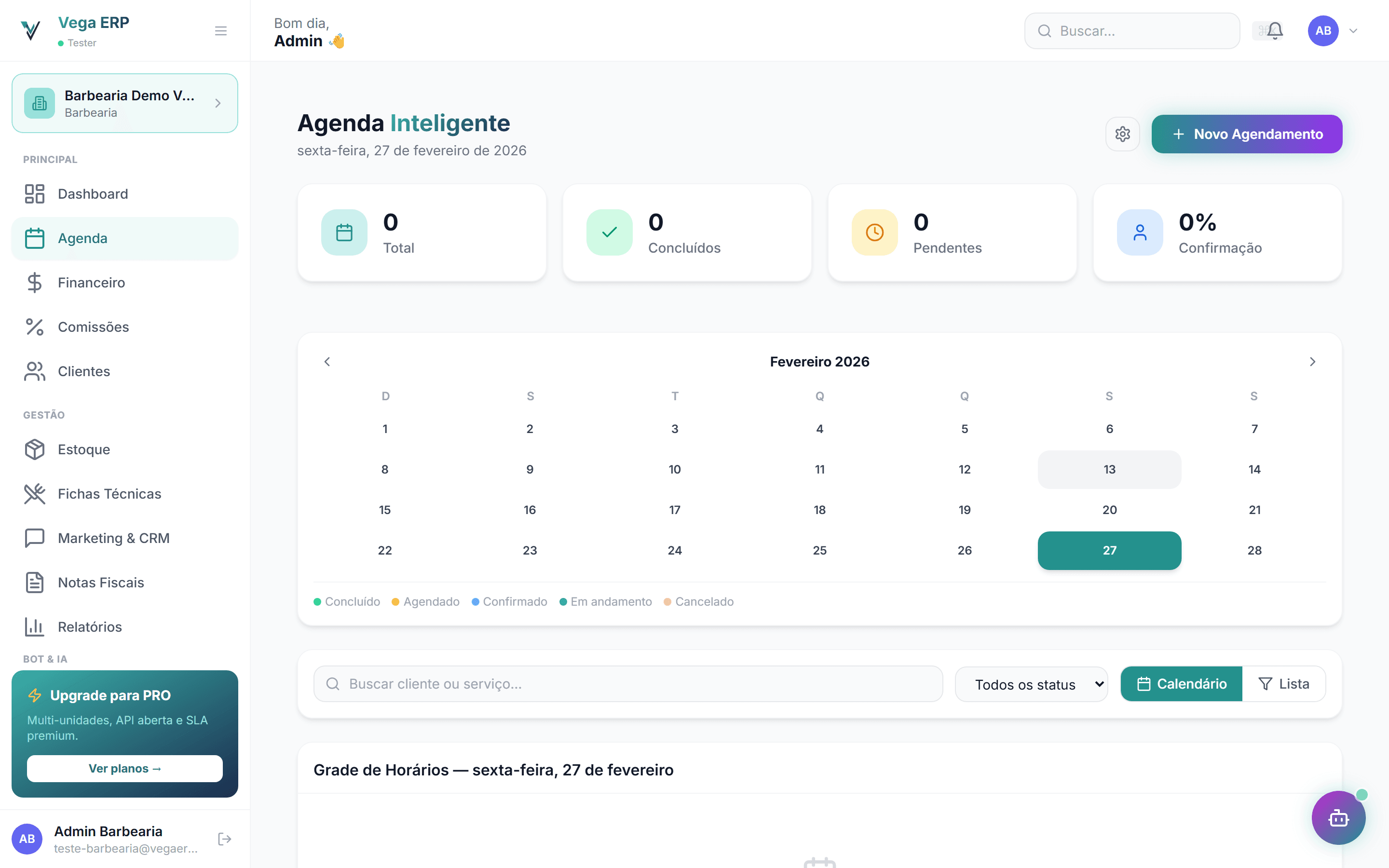 Agenda de shoots e projetos no VegaERP